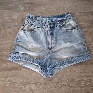 Pistola Light Blue Paperbag Cinch Waist Denim Shorts